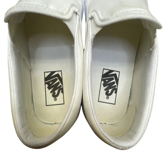 Vans Unisex White Canvas Low Top Slip-On Flat Sneakers Size W7/M5.5 - Picture 6 of 9
